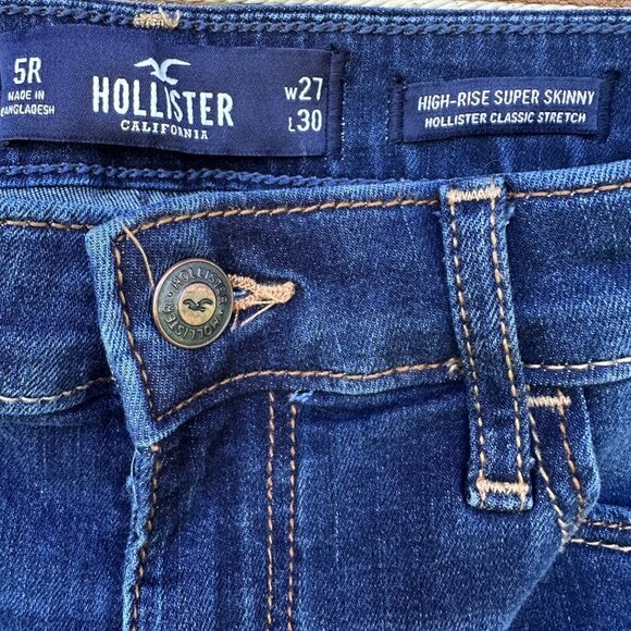 Hollister High-Rise Super Skinny Classic Stretch Distressed Blue Jeans Size 27 - Picture 2 of 15